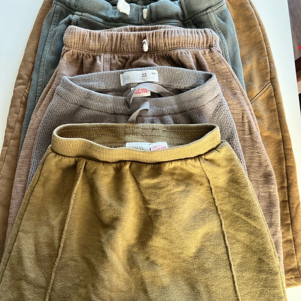 Zara 5 piece bundle 4t/5t Kids Sweatpants & Joggers - Green, Brown, Tan